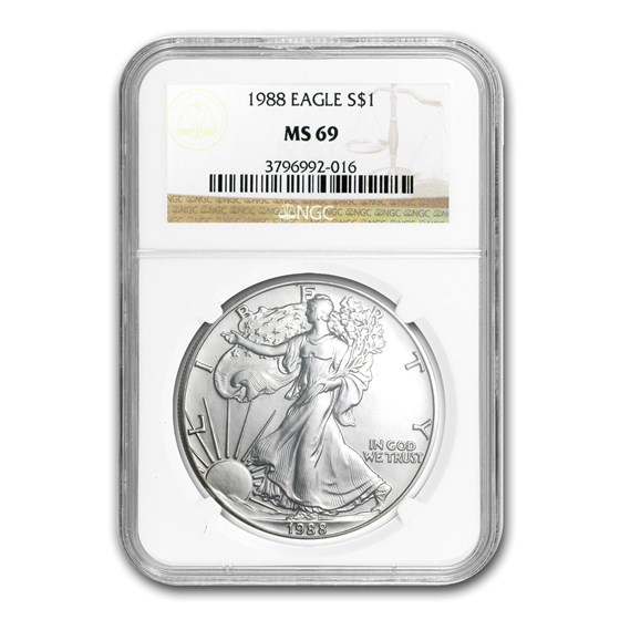 1988 Silver American Eagle MS-69 NGC 1988 Silver American Eagle MS-69 NGC